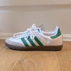 LIKE NEW! Sambas with Green Stripes, Size 9